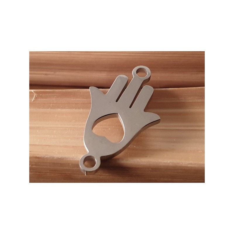 Zwischenteil-Link, Hamsa Hand 20mm, Edelstahl