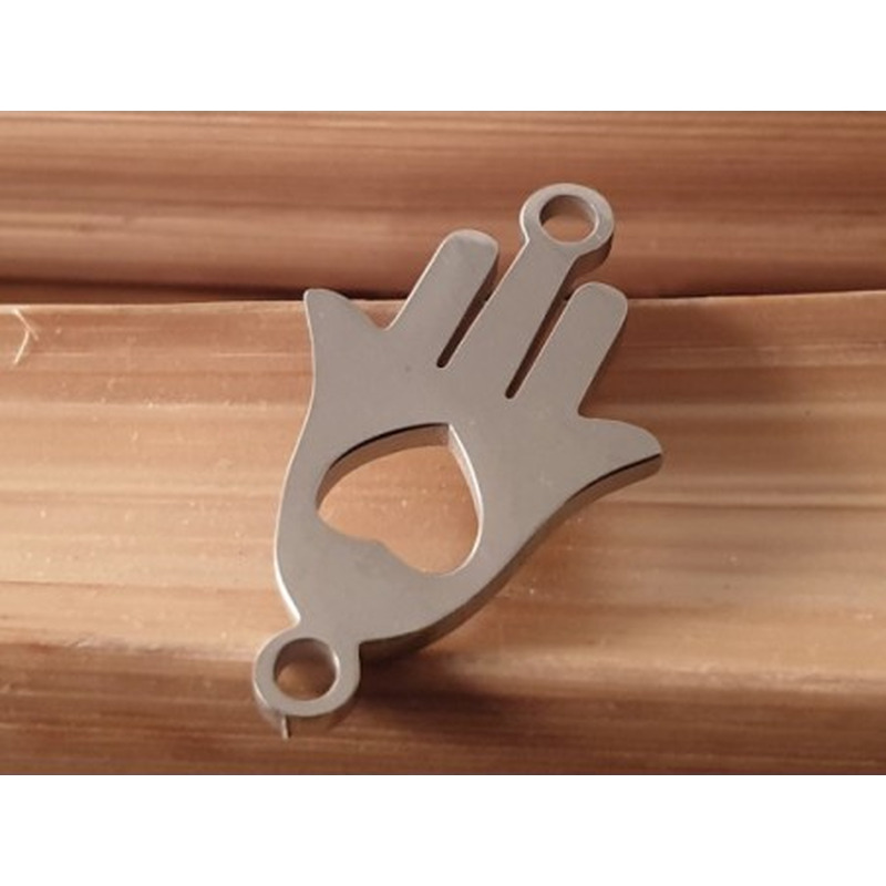 Zwischenteil-Link, Hamsa Hand 20mm, Edelstahl