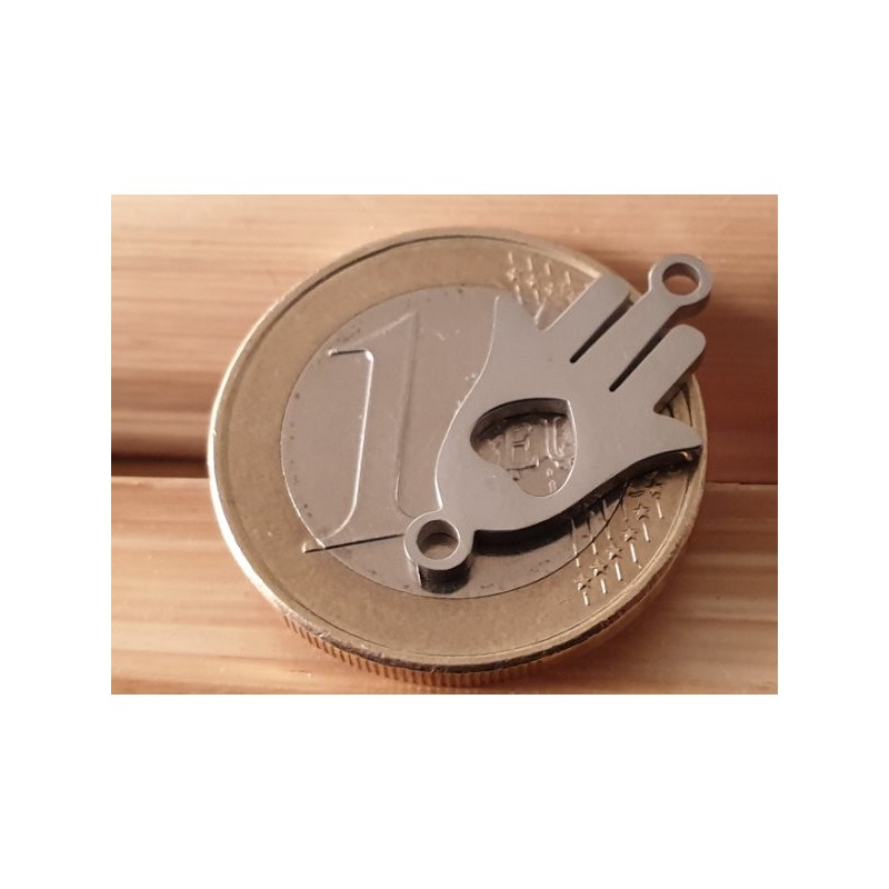 Zwischenteil-Link, Hamsa Hand 20mm, Edelstahl
