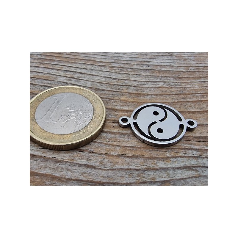 Zwischenteil-Link, Yin Yang 22mm, Edelstahl