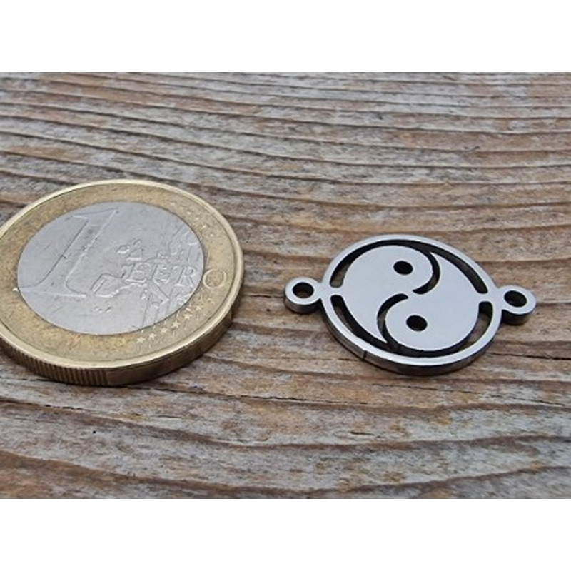Zwischenteil-Link, Yin Yang 22mm, Edelstahl