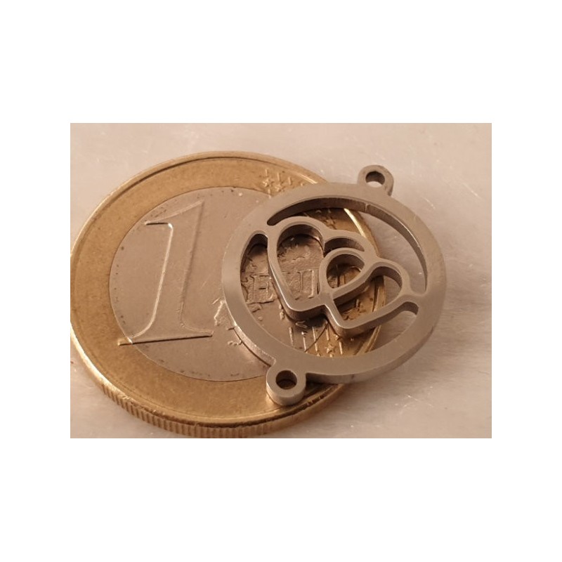 Zwischenteil-Link, Doppelherz 20mm, Edelstahl
