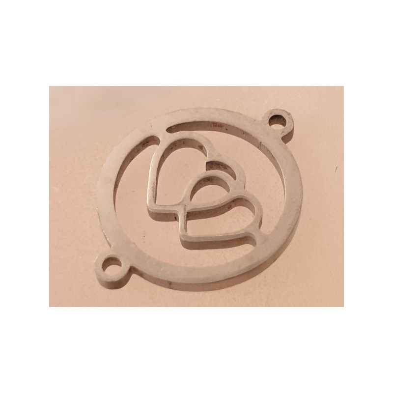 Zwischenteil-Link, Doppelherz 20mm, Edelstahl