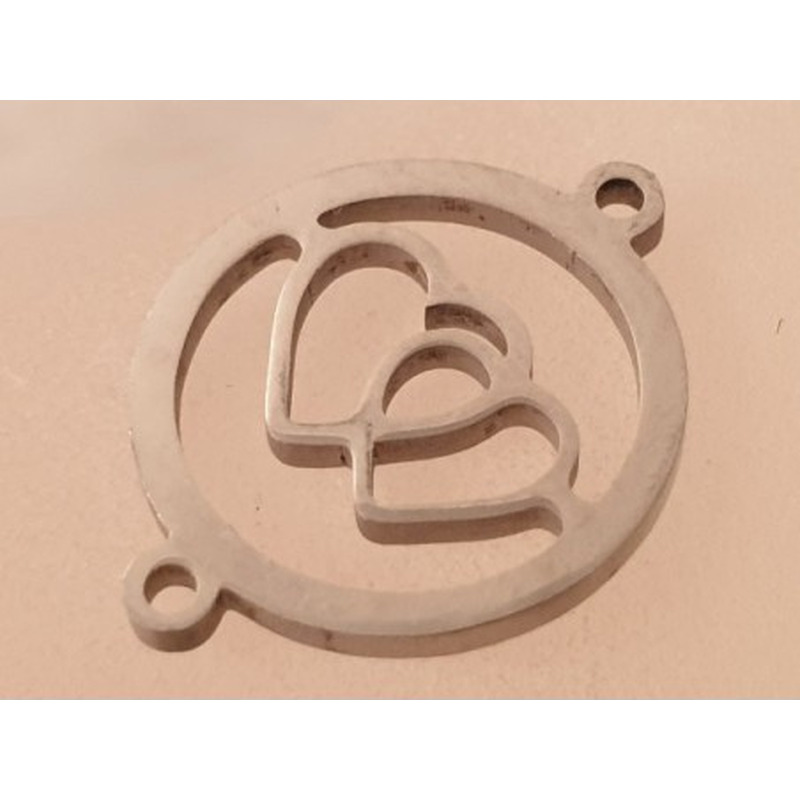 Zwischenteil-Link, Doppelherz 20mm, Edelstahl
