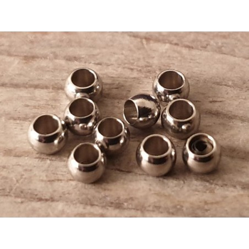Zwischenteil, Perle 3x2mm (10 Stk), Bohrung 1.5mm, Edelstahl
