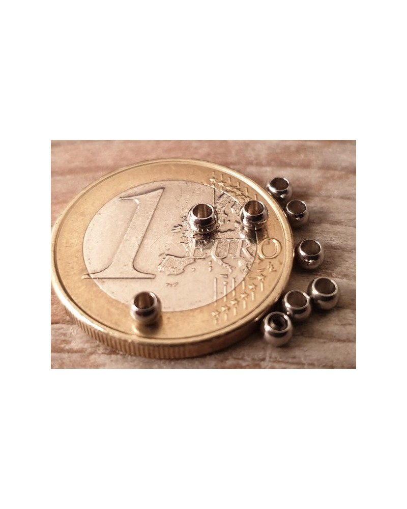 Zwischenteil, Perle 3x2mm (10 Stk), Bohrung 1.5mm, Edelstahl