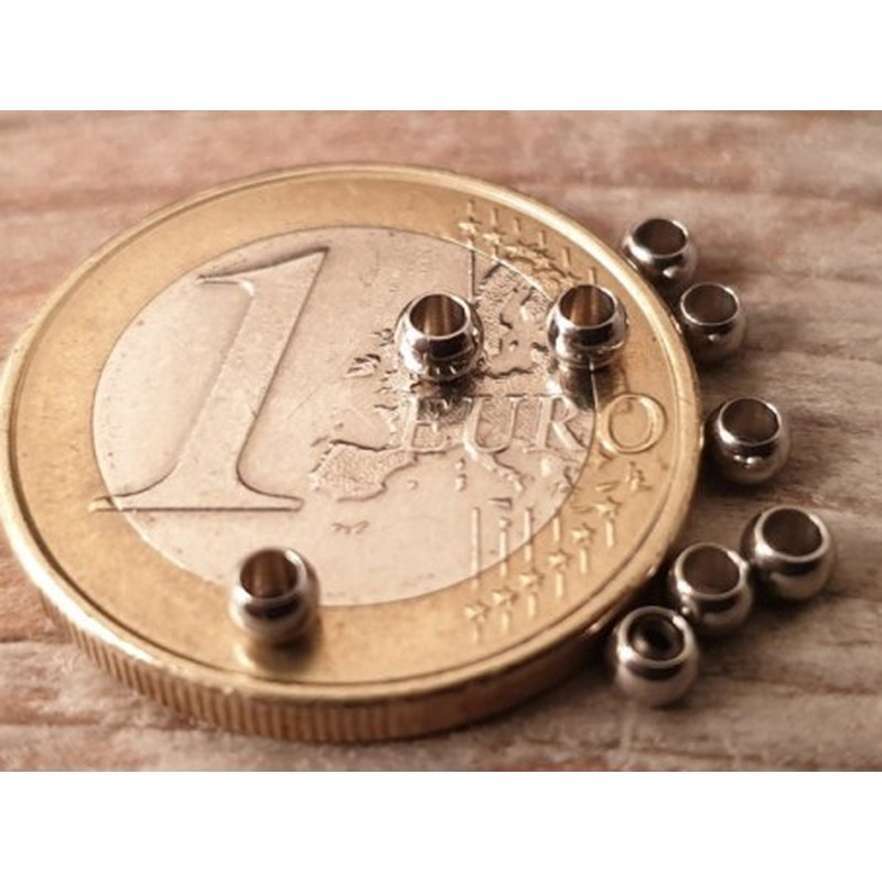 Zwischenteil, Perle 3x2mm (10 Stk), Bohrung 1.5mm, Edelstahl