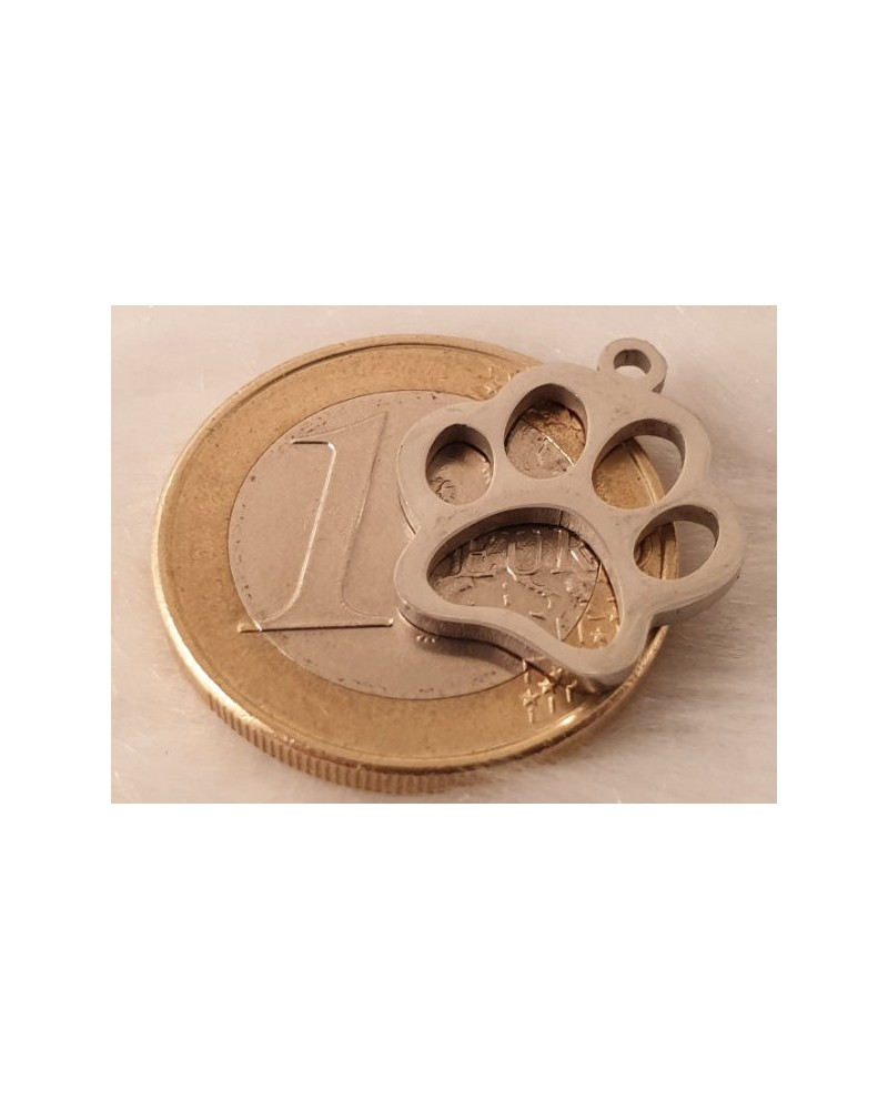 Charm Hundepfote 18mm, Edelstahl