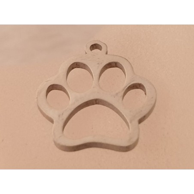 Charm Hundepfote 18mm, Edelstahl