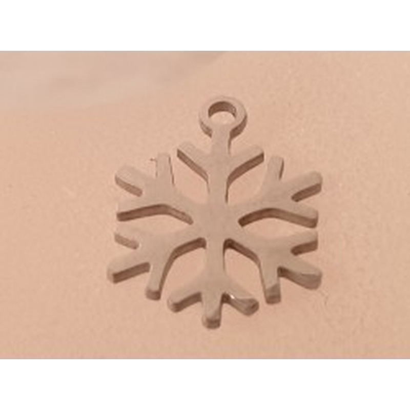 Charm Schneeflocke 16mm, Edelstahl