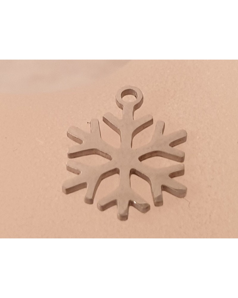 Charm Schneeflocke 16mm, Edelstahl