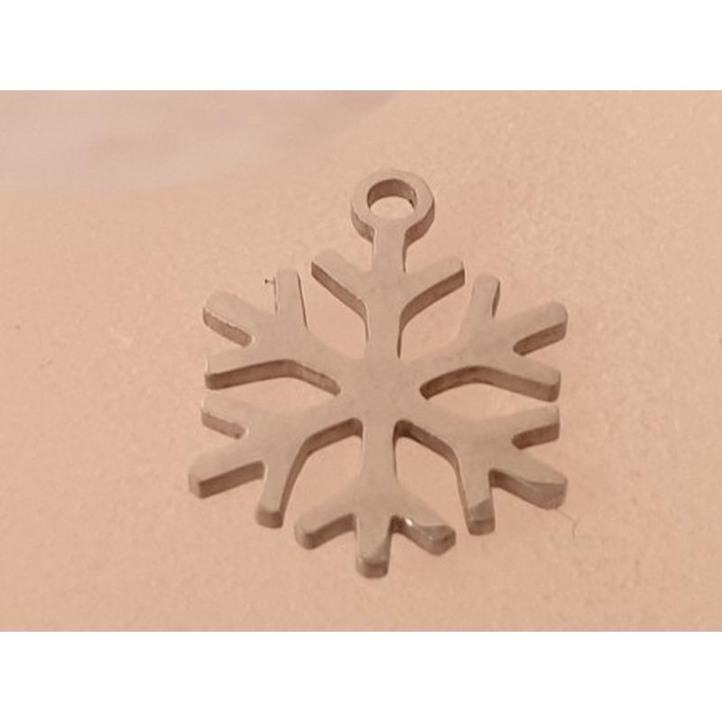 Charm Schneeflocke 16mm, Edelstahl