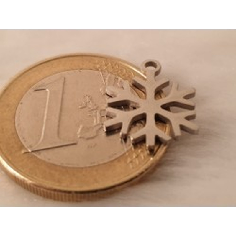 Charm Schneeflocke 16mm, Edelstahl 2
