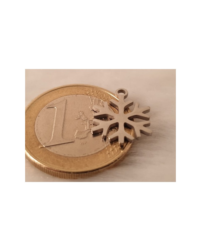 Charm Schneeflocke 16mm, Edelstahl