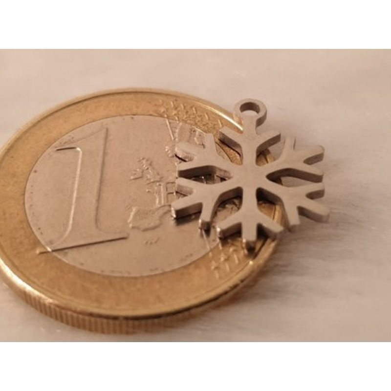 Charm Schneeflocke 16mm, Edelstahl