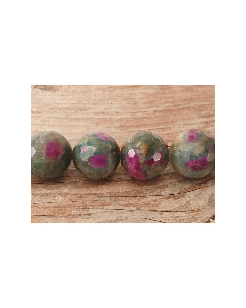 Rubin Zoisitkette 12mm facettiert