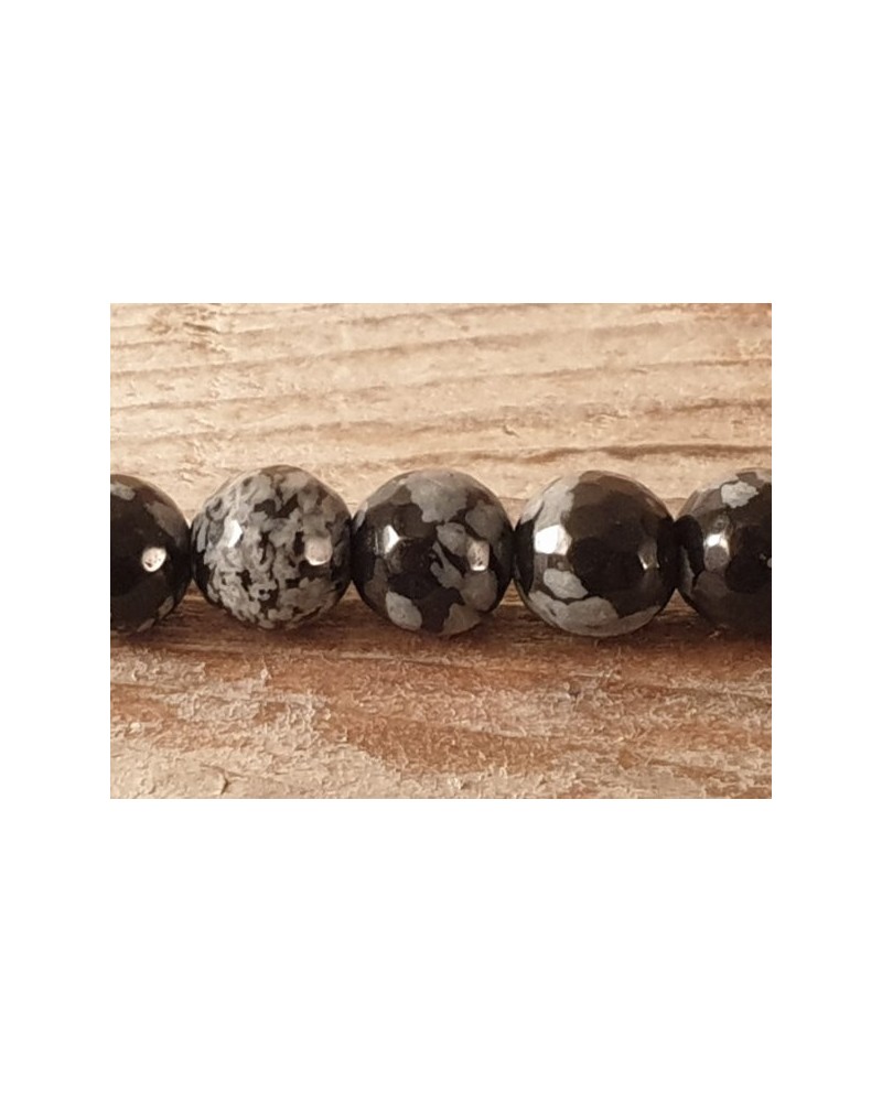 Schneeflocken Obsidian Kette 6mm facettiert