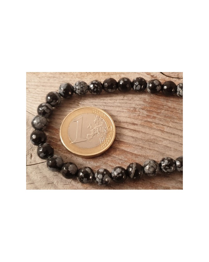 Schneeflocken Obsidian Kette 6mm facettiert