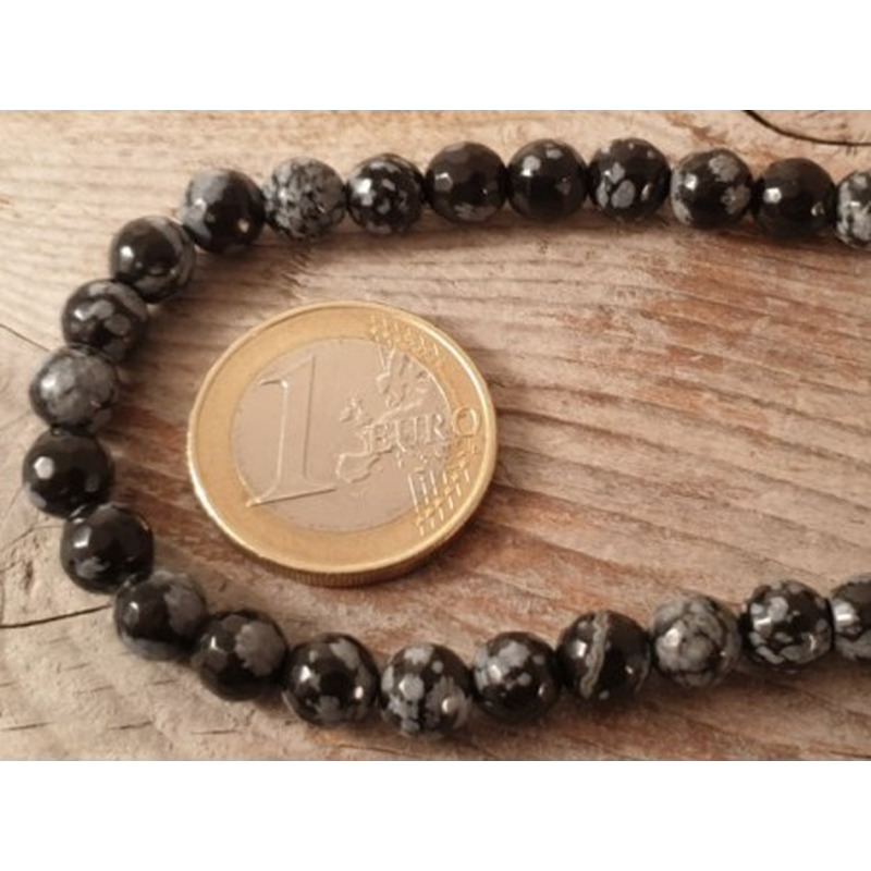 Schneeflocken Obsidian Kette 6mm facettiert
