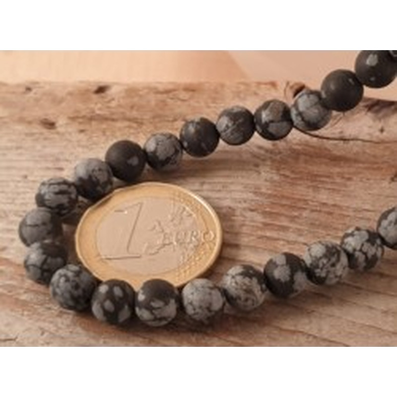 Schneeflocken Obsidian Kette matt 6mm 2