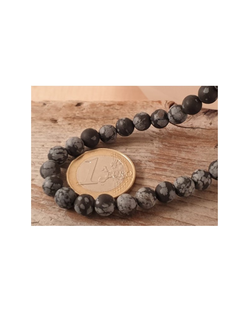 Schneeflocken Obsidian Kette matt 6mm