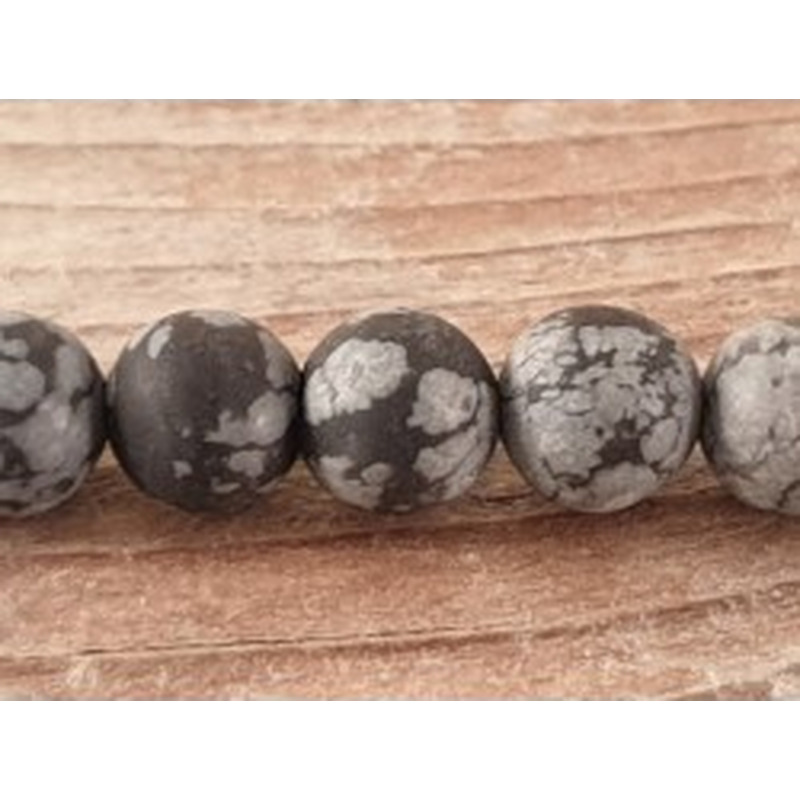 Schneeflocken Obsidian Kette matt 6mm