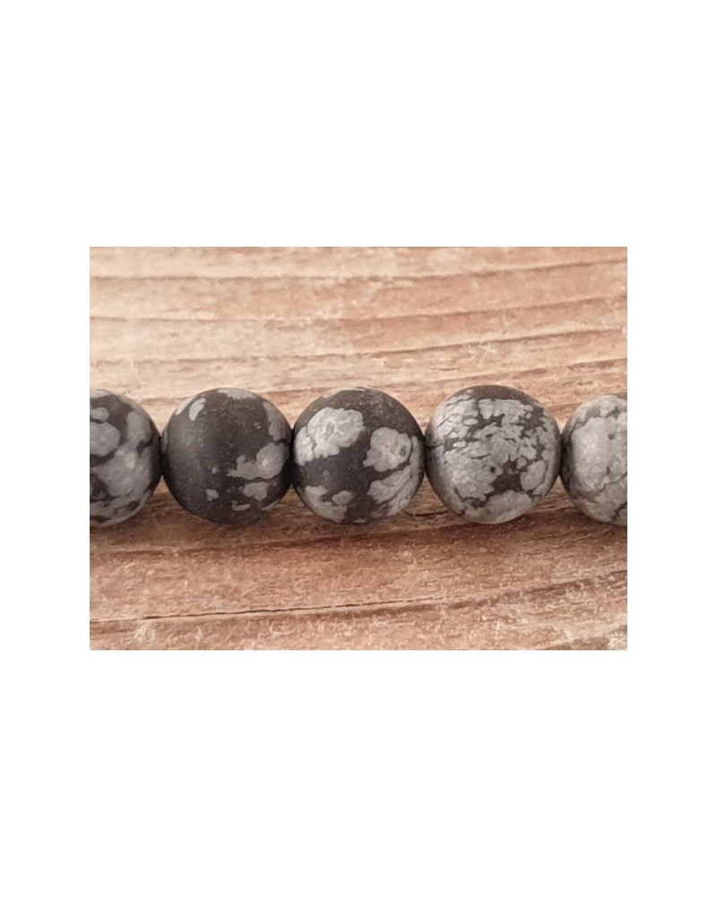 Schneeflocken Obsidian Kette matt 6mm