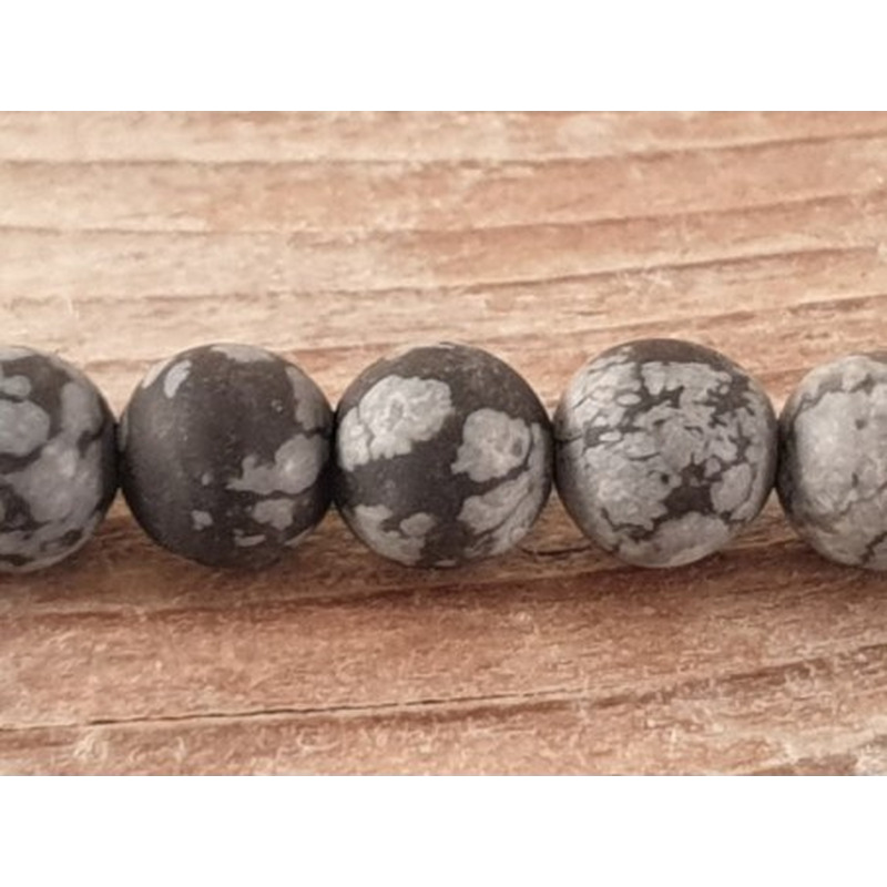 Schneeflocken Obsidian Kette matt 6mm