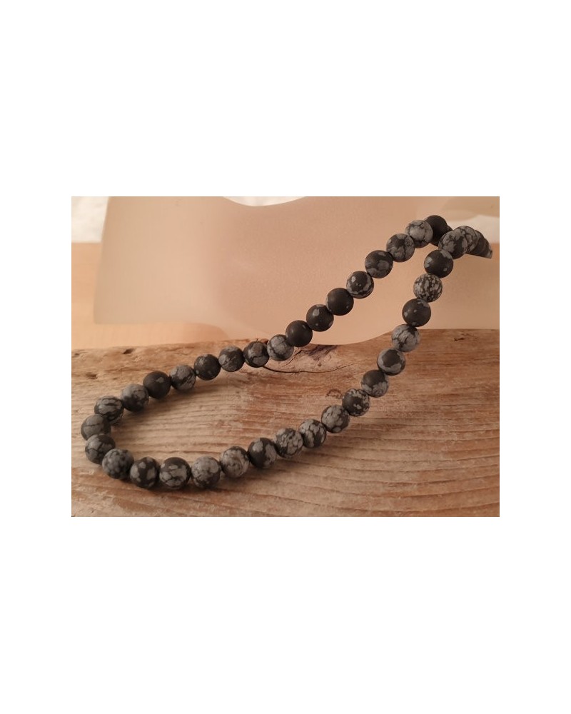 Schneeflocken Obsidian Kette matt 6mm
