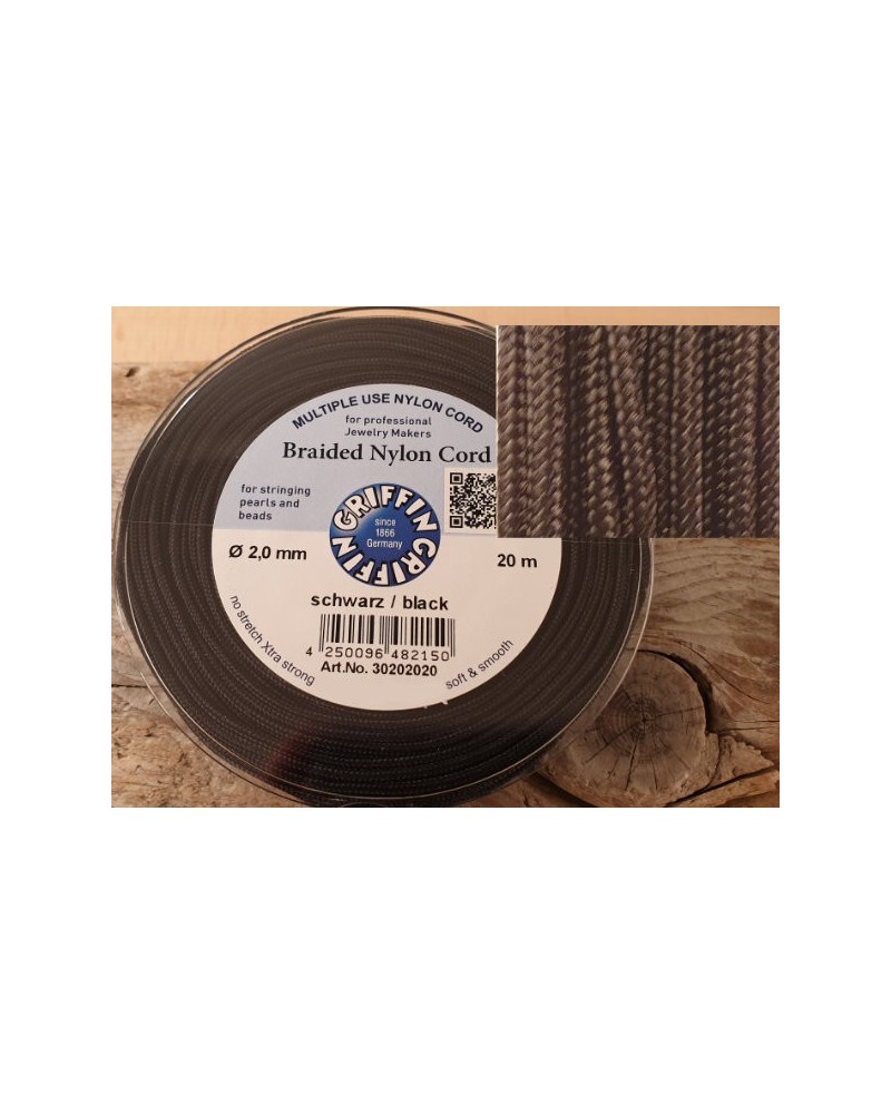 geflochtene Nylonschnur, schwarz, 2.0mm/20m