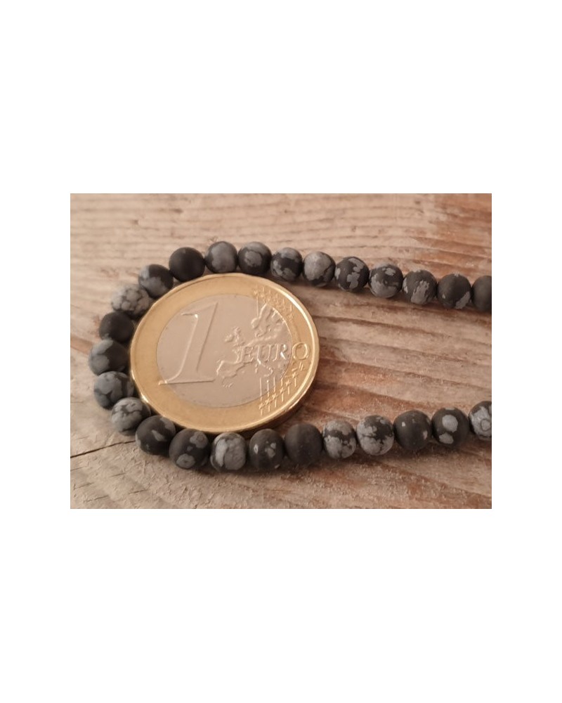 Schneeflocken Obsidian Kette matt 4mm