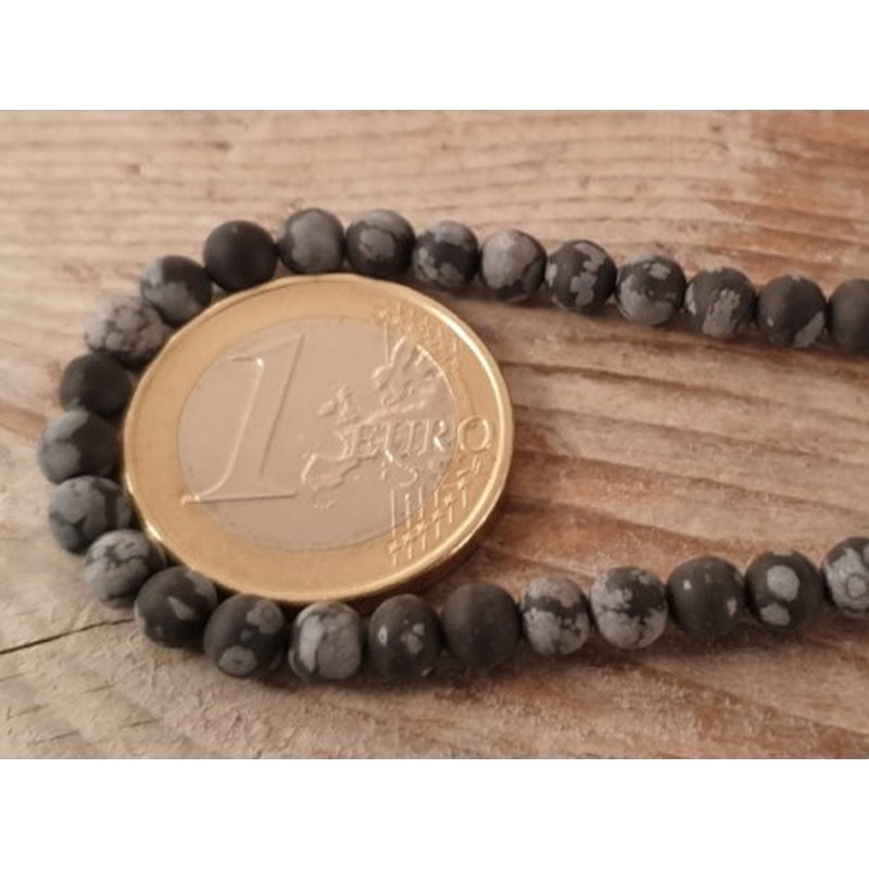 Schneeflocken Obsidian Kette matt 4mm