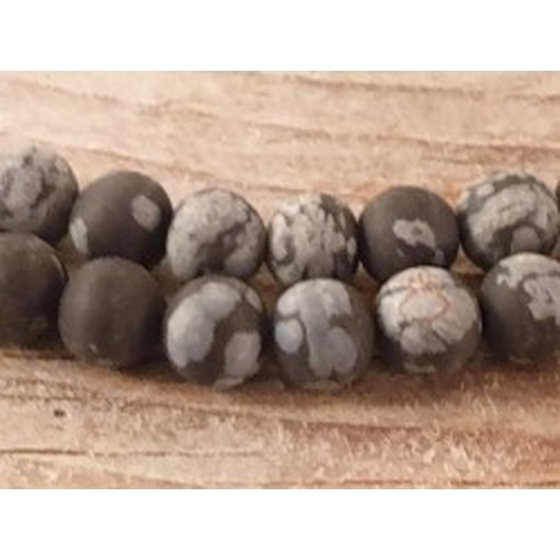 Schneeflocken Obsidian Kette matt 4mm