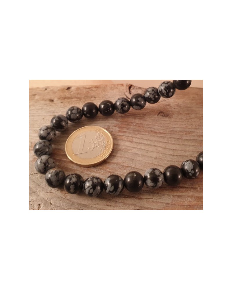 Schneeflocken Obsidian Kette 8mm