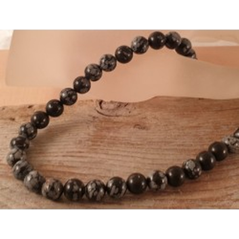 Schneeflocken Obsidian Kette 8mm 2