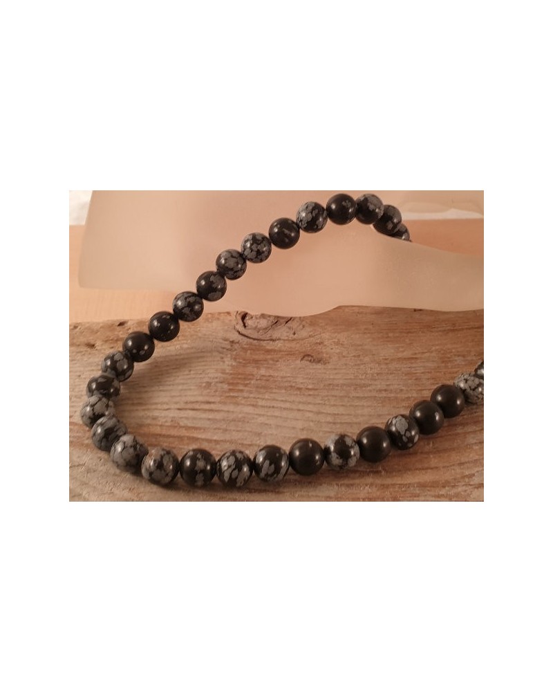 Schneeflocken Obsidian Kette 8mm
