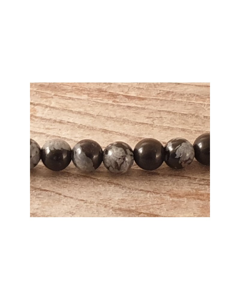 Schneeflocken Obsidian Kette 4mm