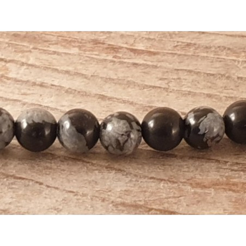 Schneeflocken Obsidian Kette 4mm