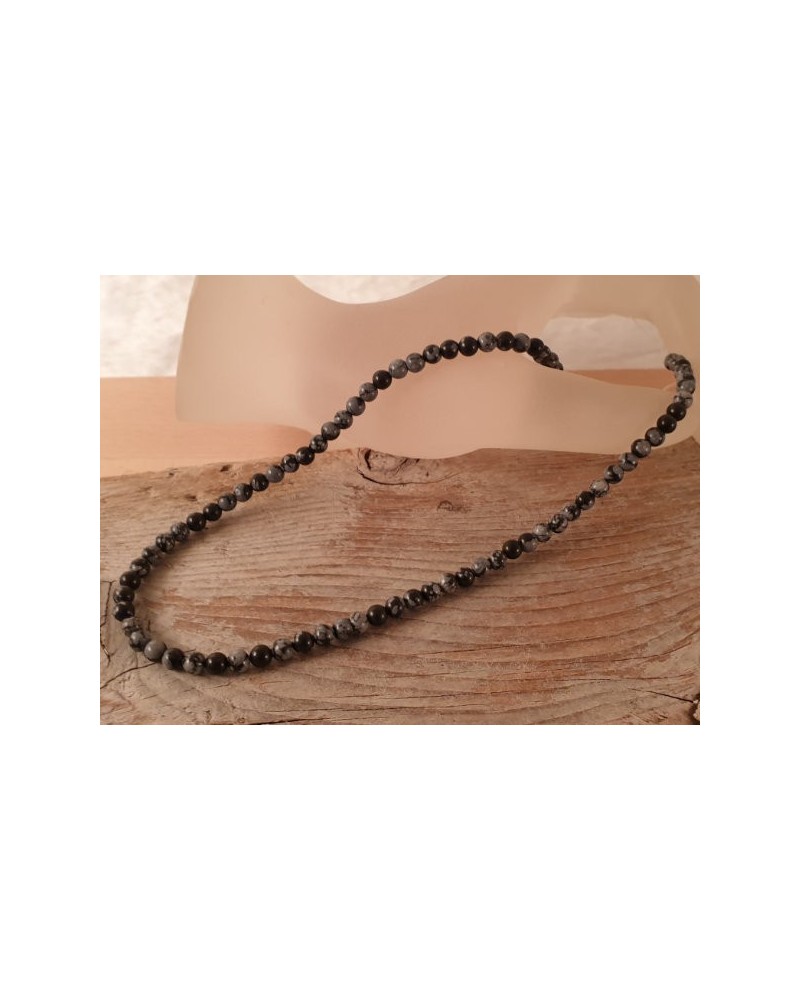 Schneeflocken Obsidian Kette 4mm