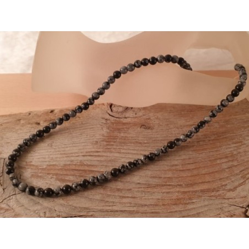 Schneeflocken Obsidian Kette 4mm