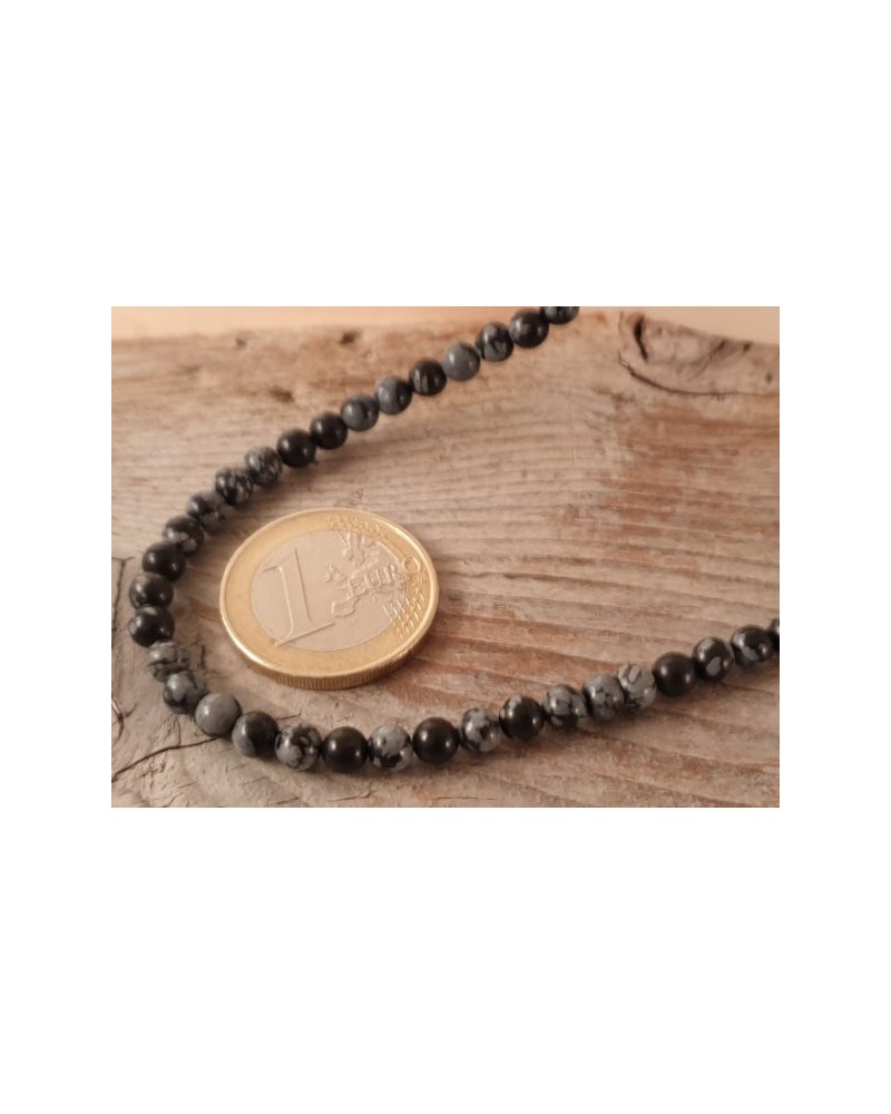 Schneeflocken Obsidian Kette 4mm
