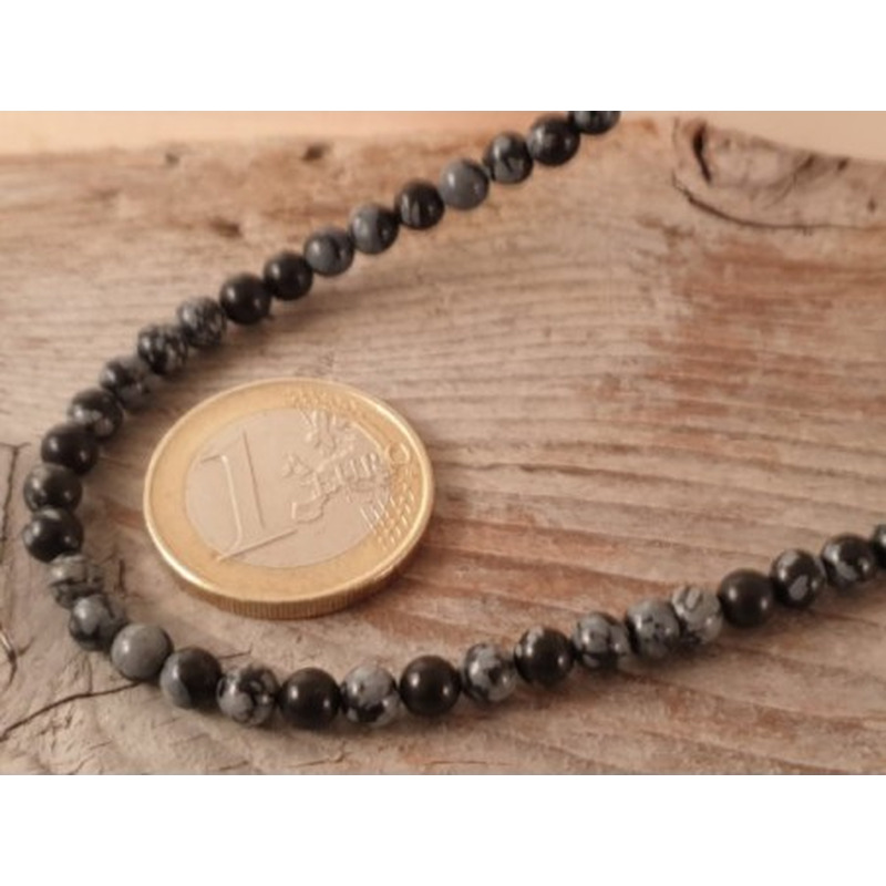 Schneeflocken Obsidian Kette 4mm