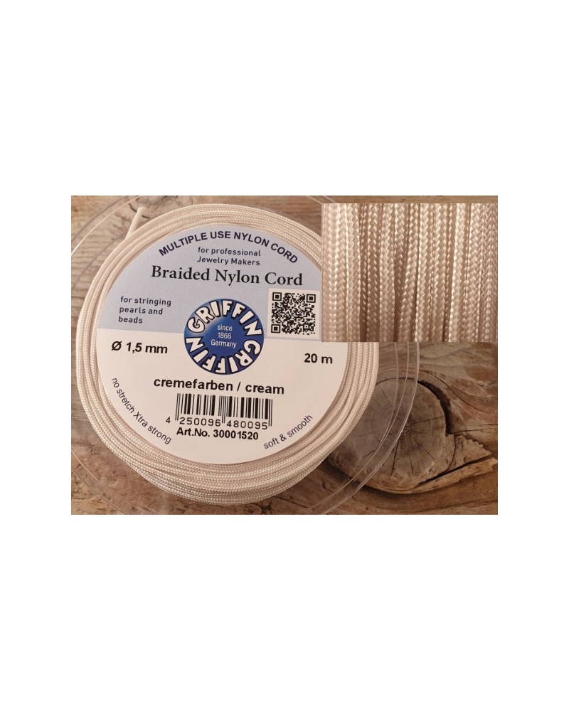 geflochtene Nylonschnur, cremefarben, 1.5mm/20m