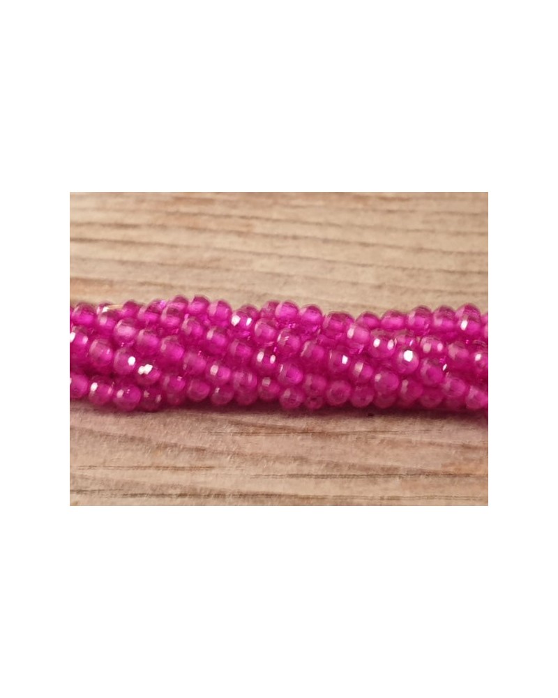 Rubin Kette facettiert 3mm farbbehandelt