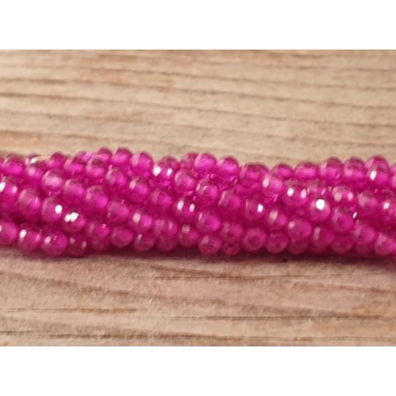 Rubin Kette facettiert 3mm farbbehandelt