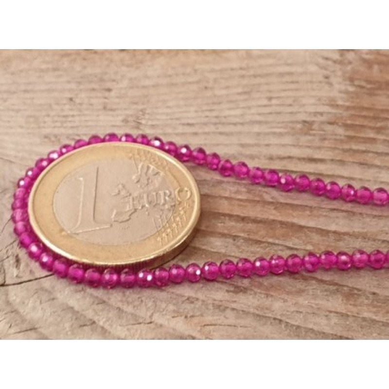 Rubin Kette facettiert 3mm farbbehandelt
