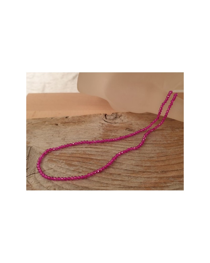 Rubin Kette facettiert 3mm farbbehandelt