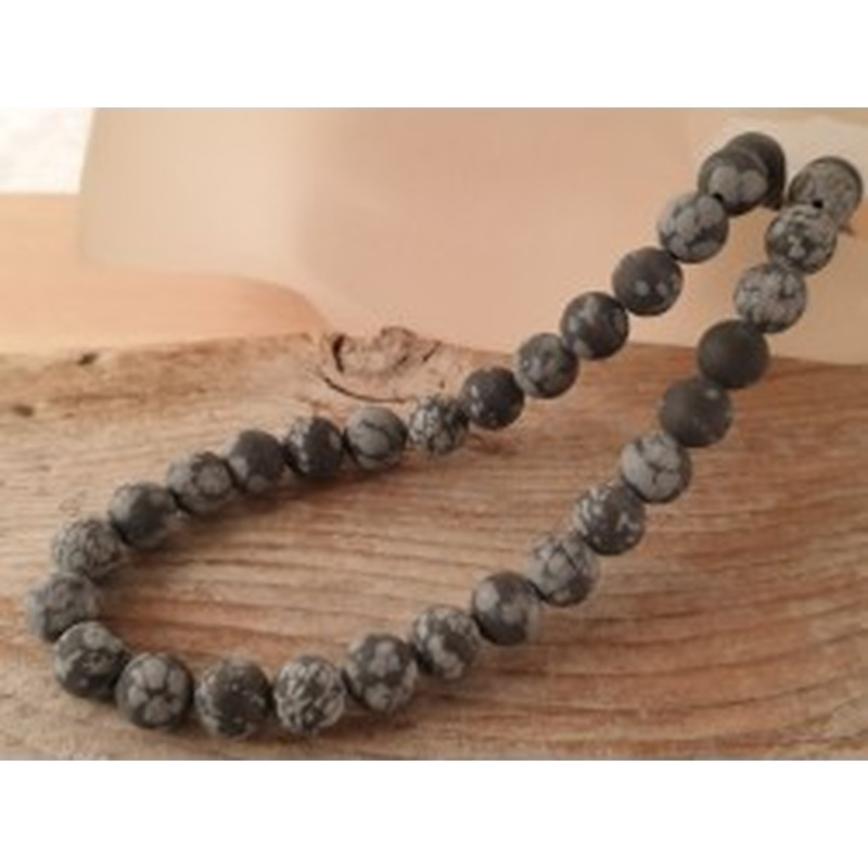 Schneeflocken Obsidian Kette matt 8mm 2