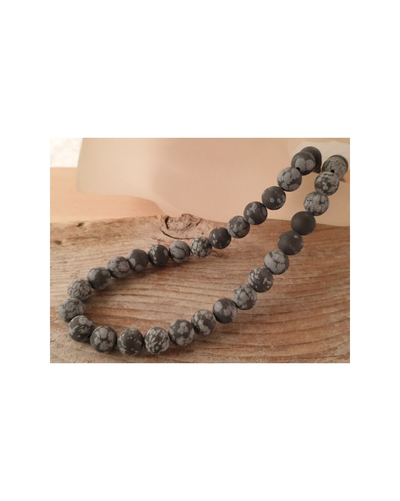 Schneeflocken Obsidian Kette matt 8mm
