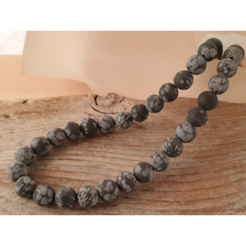Schneeflocken Obsidian Kette matt 8mm